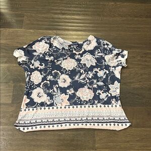 Style & Co T Shirt Floral blue pink Women’s Size 2X